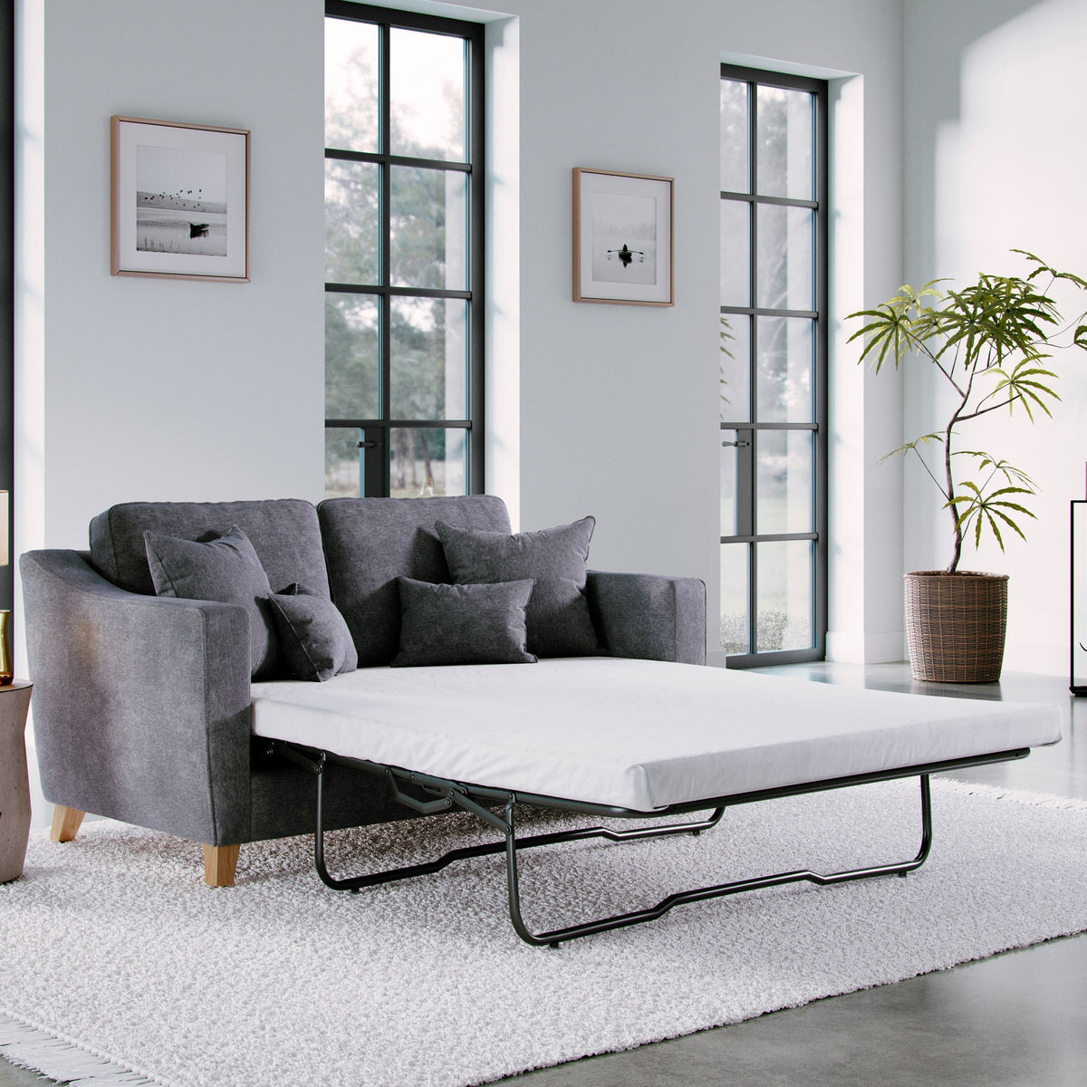 Claridge Soft Chenille 2 Seater Sofabed Heather Life1 from Roseland Furniture
