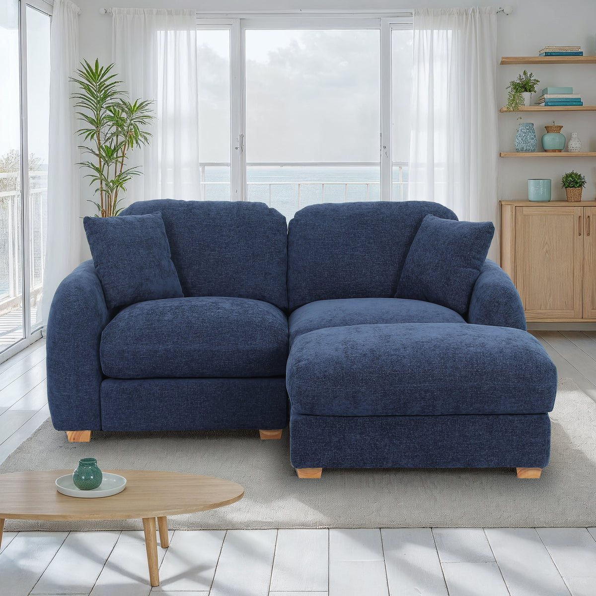 Cloud Chaise Sofa Deep Blue from Roseland Furniture