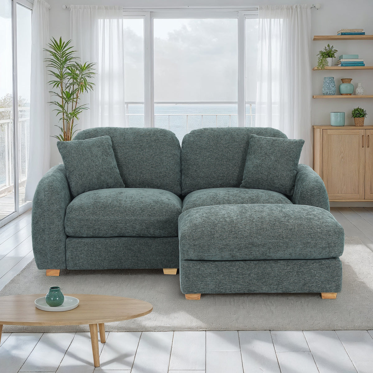 Cloud Chaise Sofa Moss Green from Roseland Furniture
