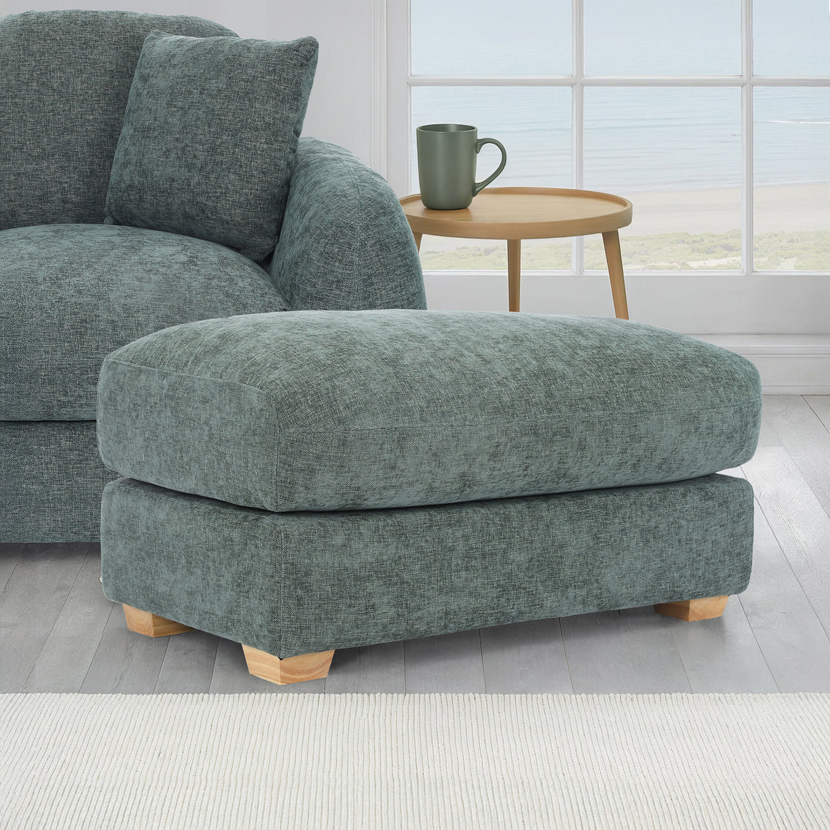 Cloud Footstool Moss Green from Roseland Furniture