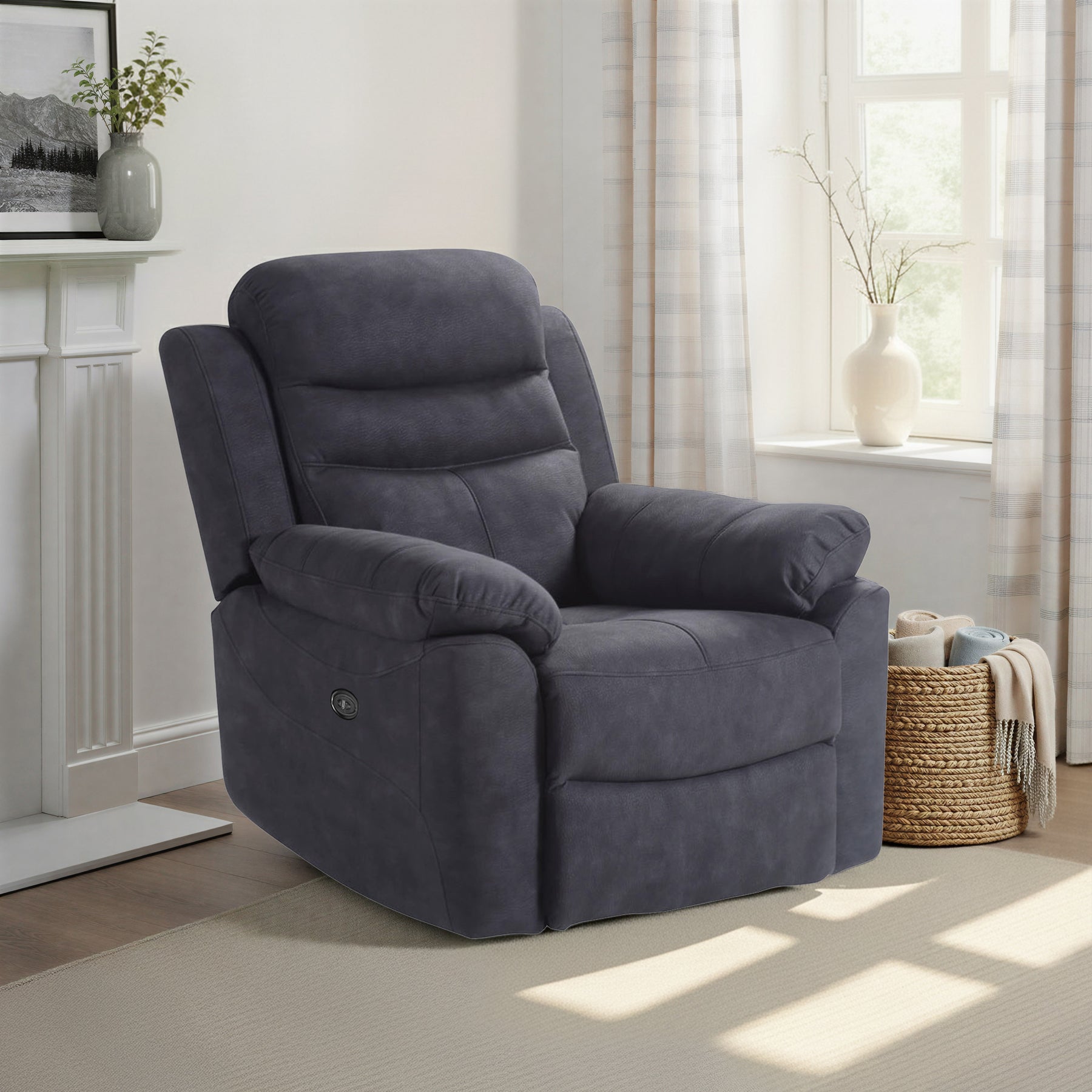 Conway Charcoal Electric Reclining Armchair from Roseland Furniture
