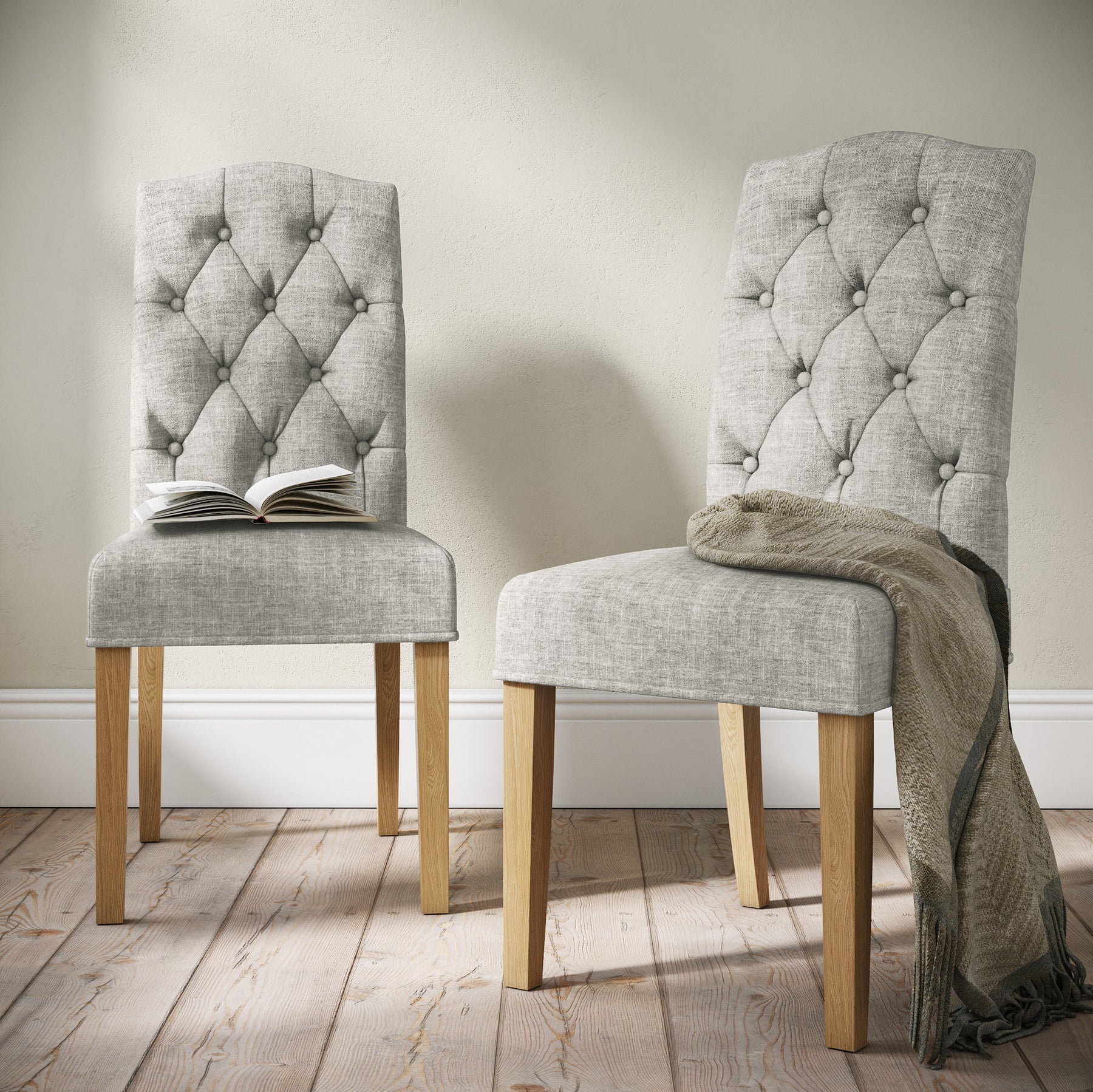 Portland Button Back Dining Chair Natural from Roseland Furniture