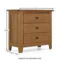 Broadway Oak 3 Drawer Chest - Size Guide