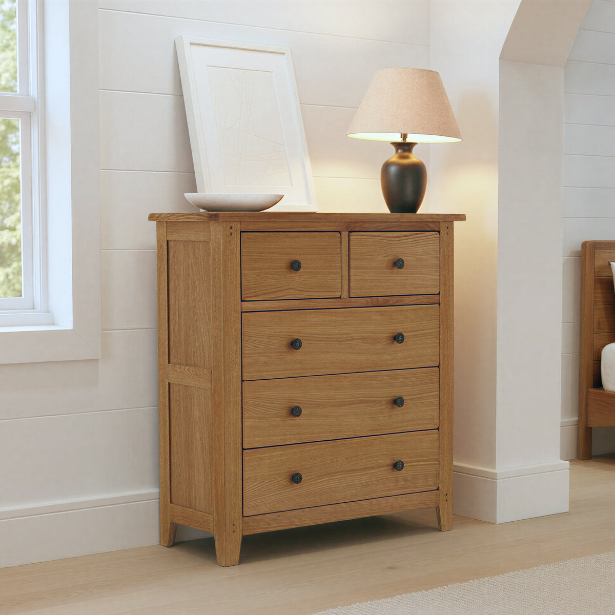 Broadway Oak 2 Over 3 Drawer Chest by Roseland Furniture