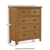 Size - Broadway Oak 2 Over 3 Drawer Chest