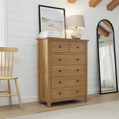 Broadway Oak 2 Over 4 Drawer Chest