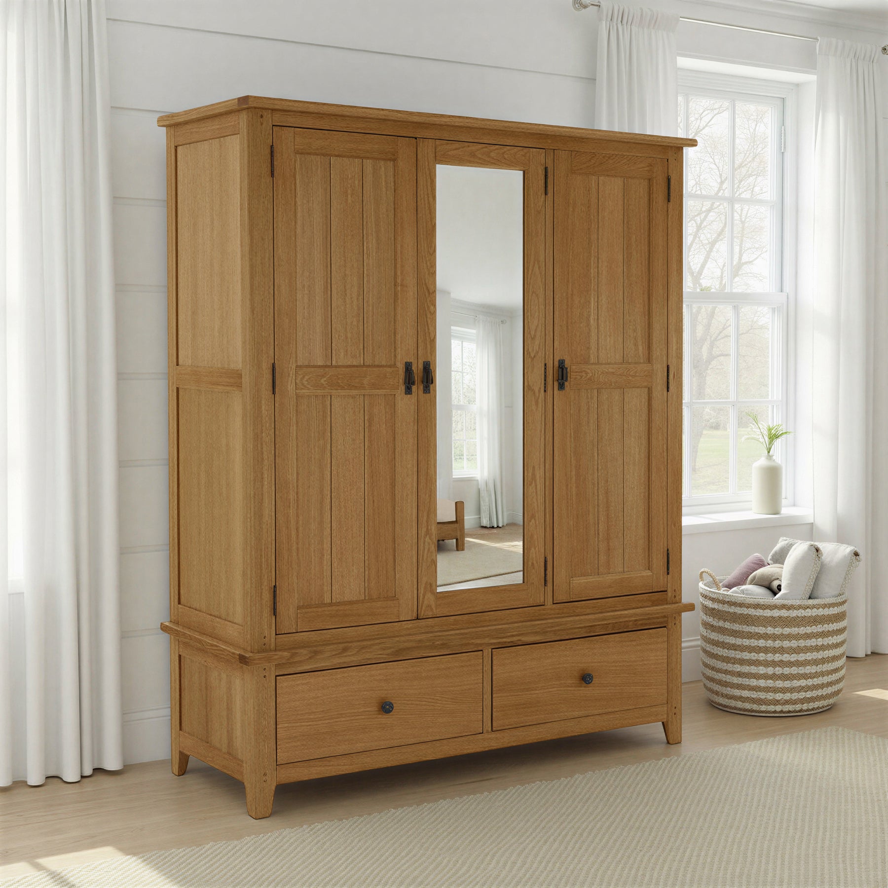 Broadway Oak Triple Wardrobe from Roseland Furniture