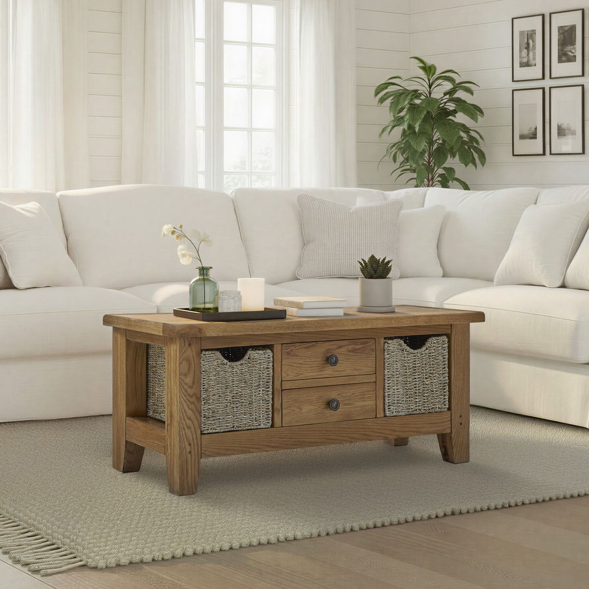 Broadway Large Coffee Table with Basket from Roseland Furniture