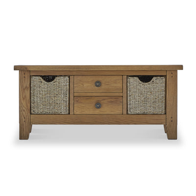 Broadway Oak Large Coffee Table with Baskets