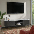 Milo Matt Black Mango & Marble Fluted Extra Large TV Media Unit by Roseland Furniture