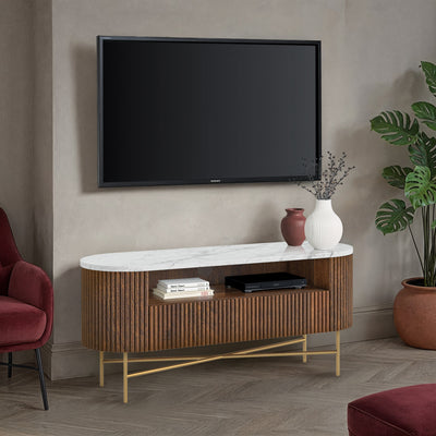 Milo Mango & Marble Fluted TV Media Unit