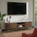 Milo Walnut Stain Mango & Marble Fluted Extra Large TV Media Unit by Roseland Furniture