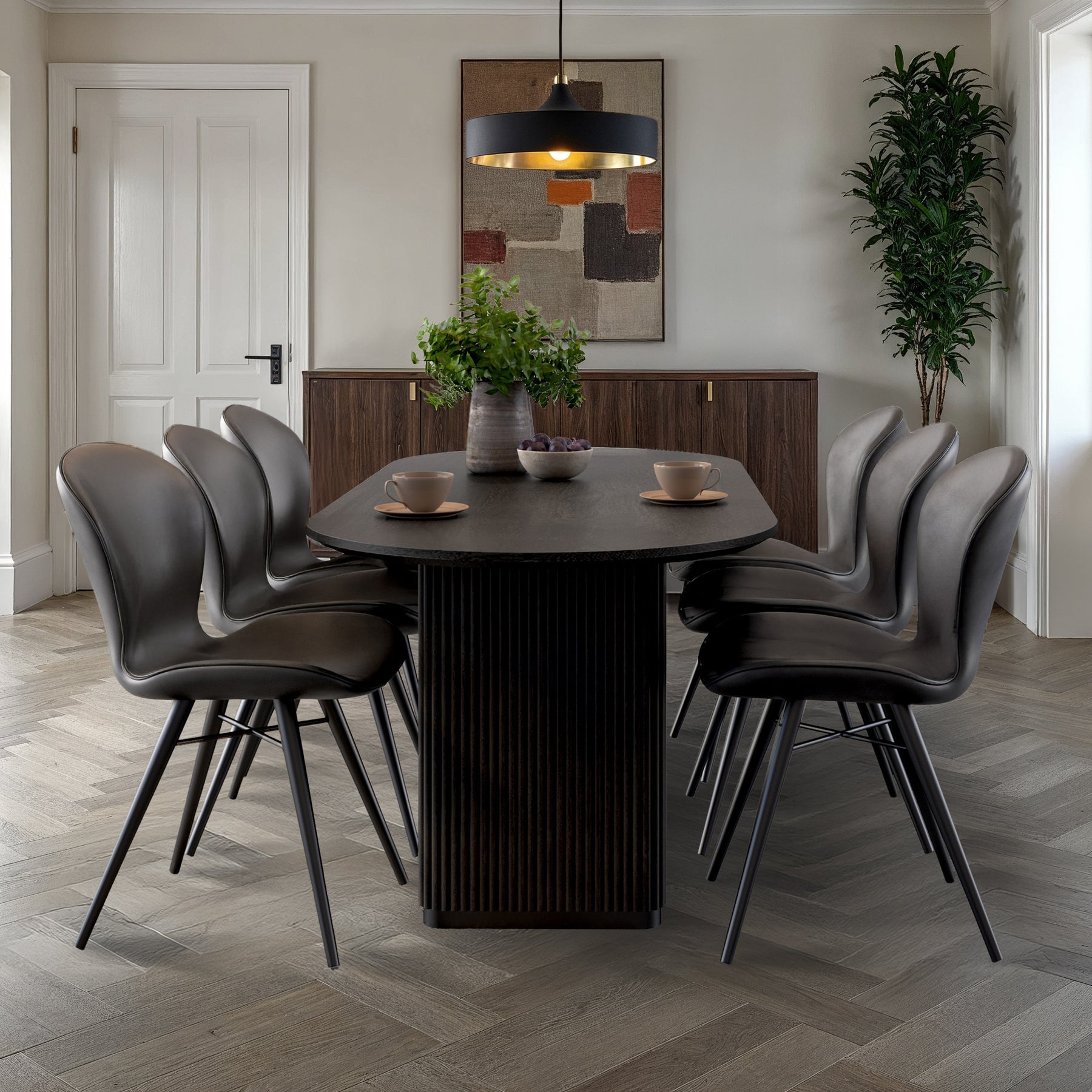 Milo Mango 200cm Black Fluted Dining Table by Roseland Furniture