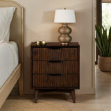 Oskar 3 Drawer Grooved Bedside from Roseland Furniture