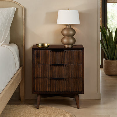 Oskar 3 Drawer Grooved Bedside