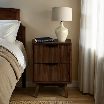 Oskar Narrow 2 Drawer Grooved Bedside