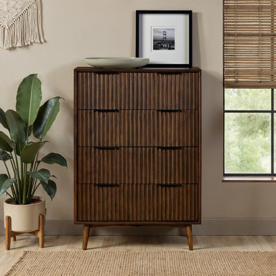 Oskar 4 Drawer Tall Grooved Chest