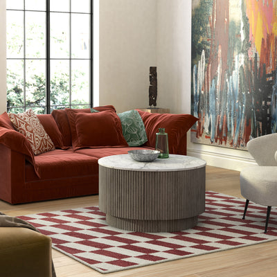 Amelie Grey Fluted Round Coffee Table
