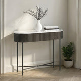 Milo Mango & Marble Black Fluted Console Table from Roseland Furniture