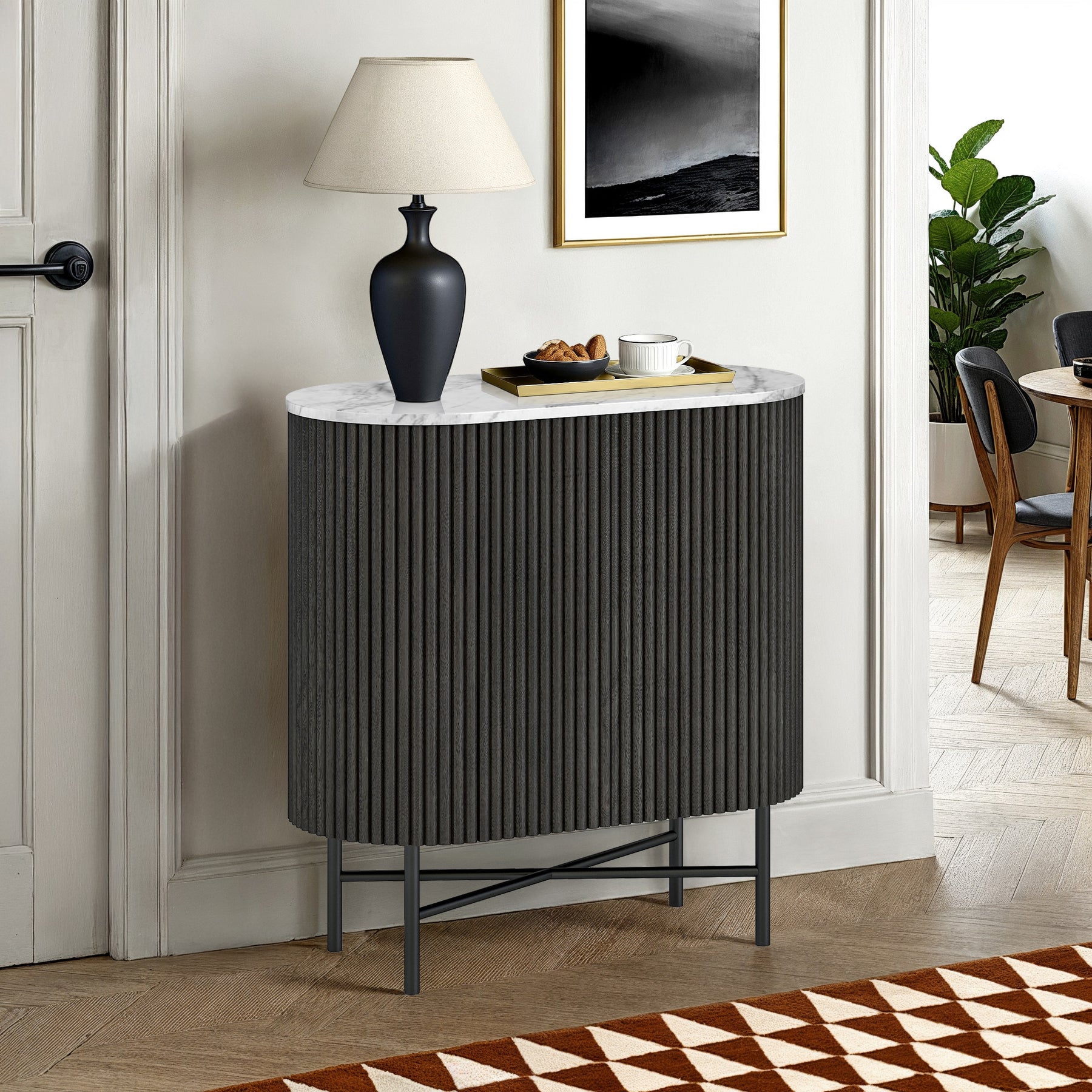 Milo Black Fluted Mini Sideboard from Roseland Furniture