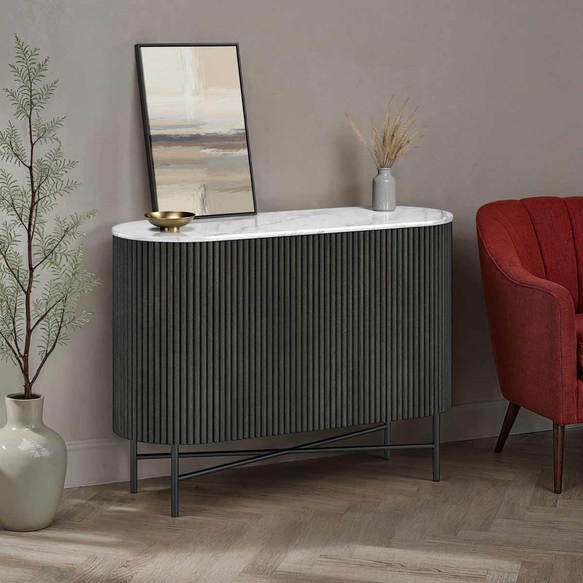Milo Black Fluted Small Sideboard from Roseland Furniture