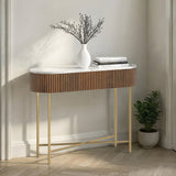 Milo Mango & Marble Walnut Fluted Console Table from Roseland Furniture