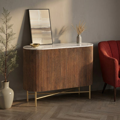 Milo Mango & Marble Fluted Small Sideboard