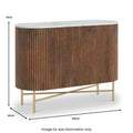 Milo Walnut Fluted Small Sideboard from Roseland Furniture - size guide