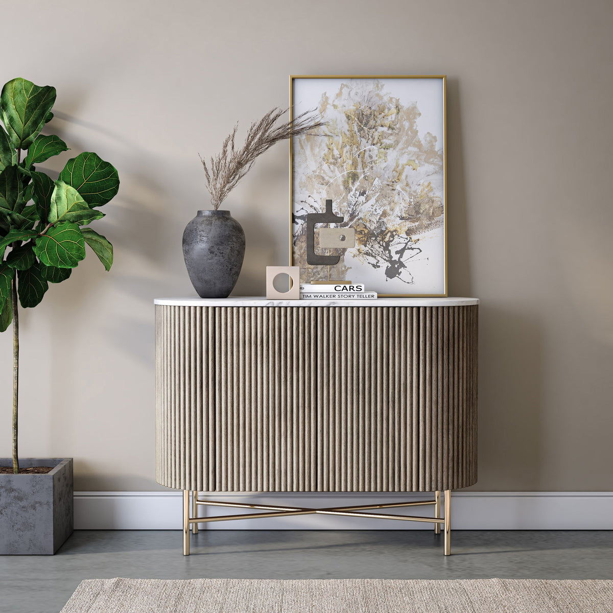 Amelie Grey Fluted Small Sideboard from Roseland Furniture