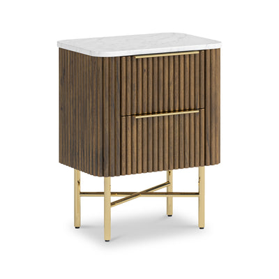 Milo Mango & Marble 2 Drawer Narrow Bedside