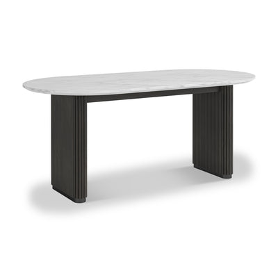 Milo 180cm Mango & Marble Fluted Oval Dining Table