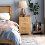 Harvey Oak 3 Drawer Bedside Table from Roseland Furniture