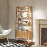 Shorwell Oak Large Bookcase with 2 Door Slatted Cupboard from Roseland Furniture