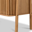 Shorwell Oak Large Bookcase with 2 Door Slatted Cupboard