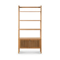Shorwell Oak Large Bookcase with 2 Door Slatted Cupboard