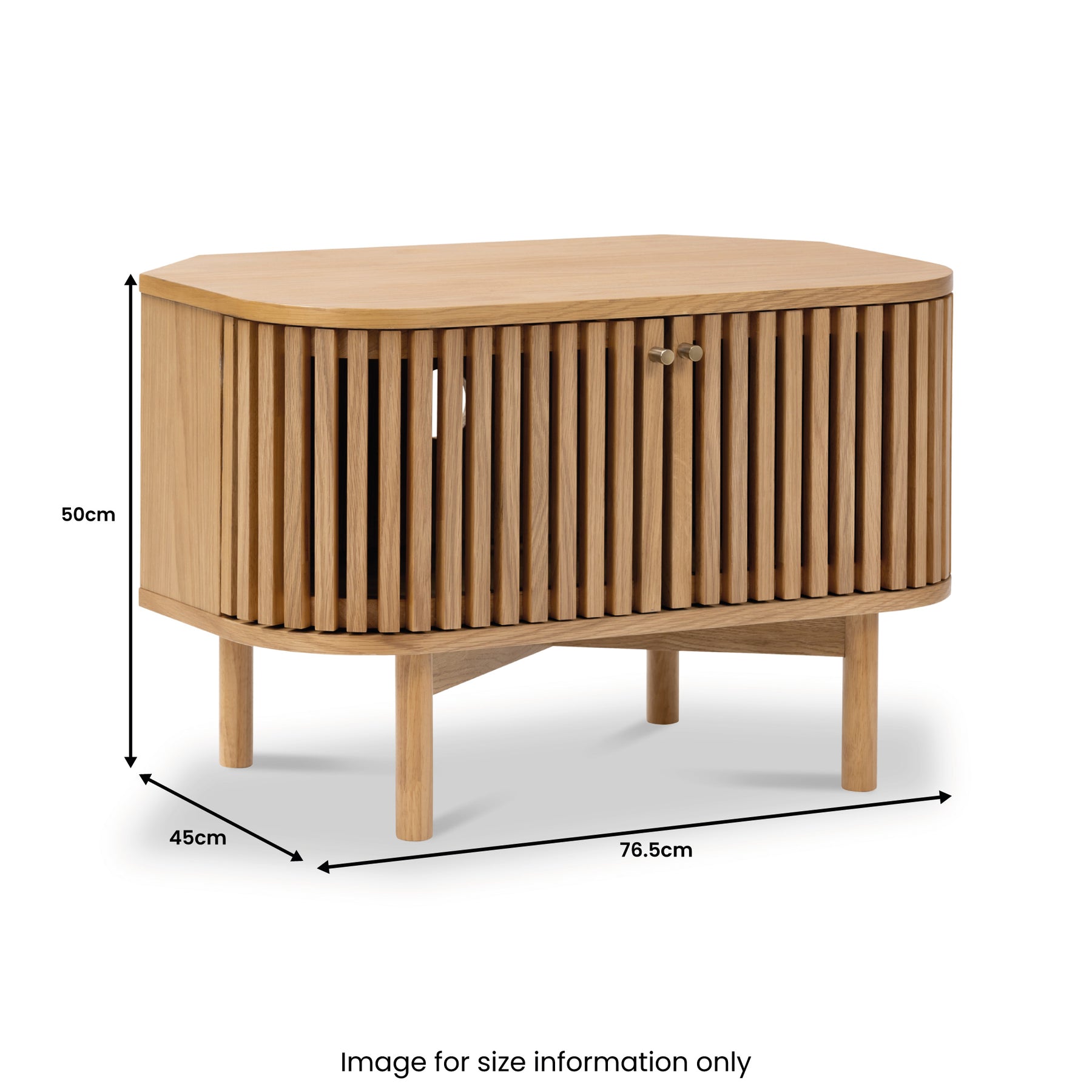 Shorwell Oak Slatted Corner TV Unit dimensions