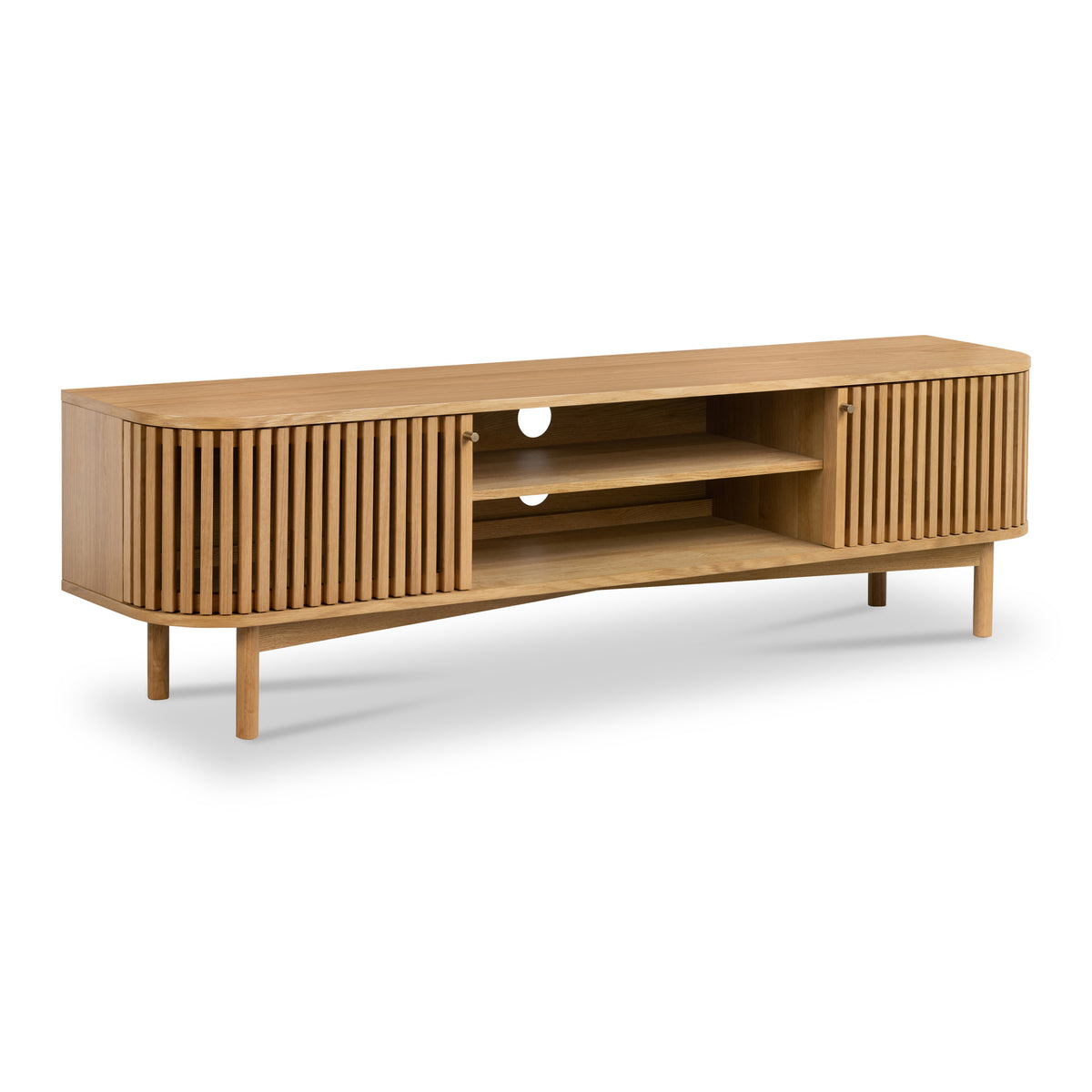 Shorwall Oak 180cm Slatted TV Unit from Roseland Furniture