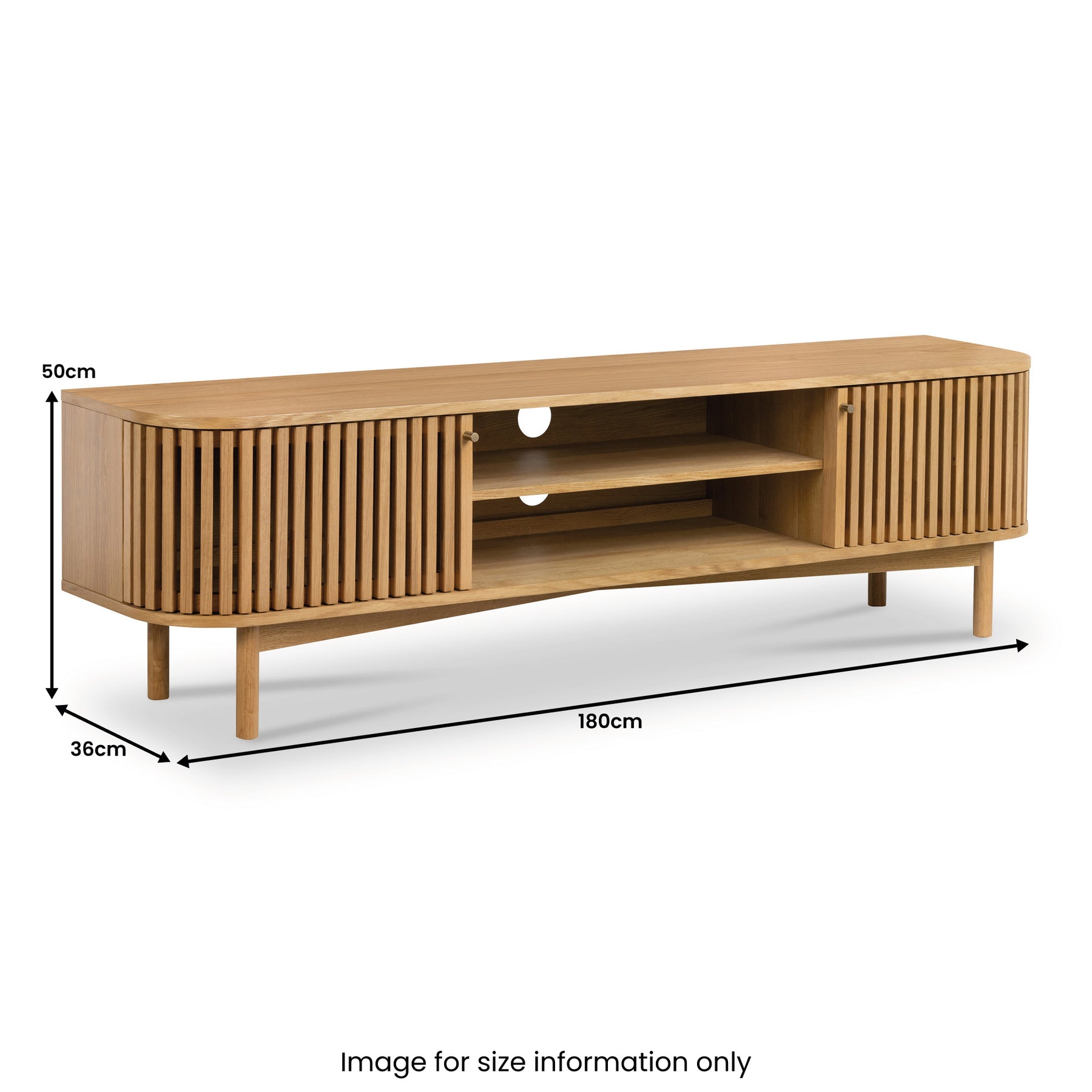 Shorwell Oak 180cm Slatted TV Unit Dimensions