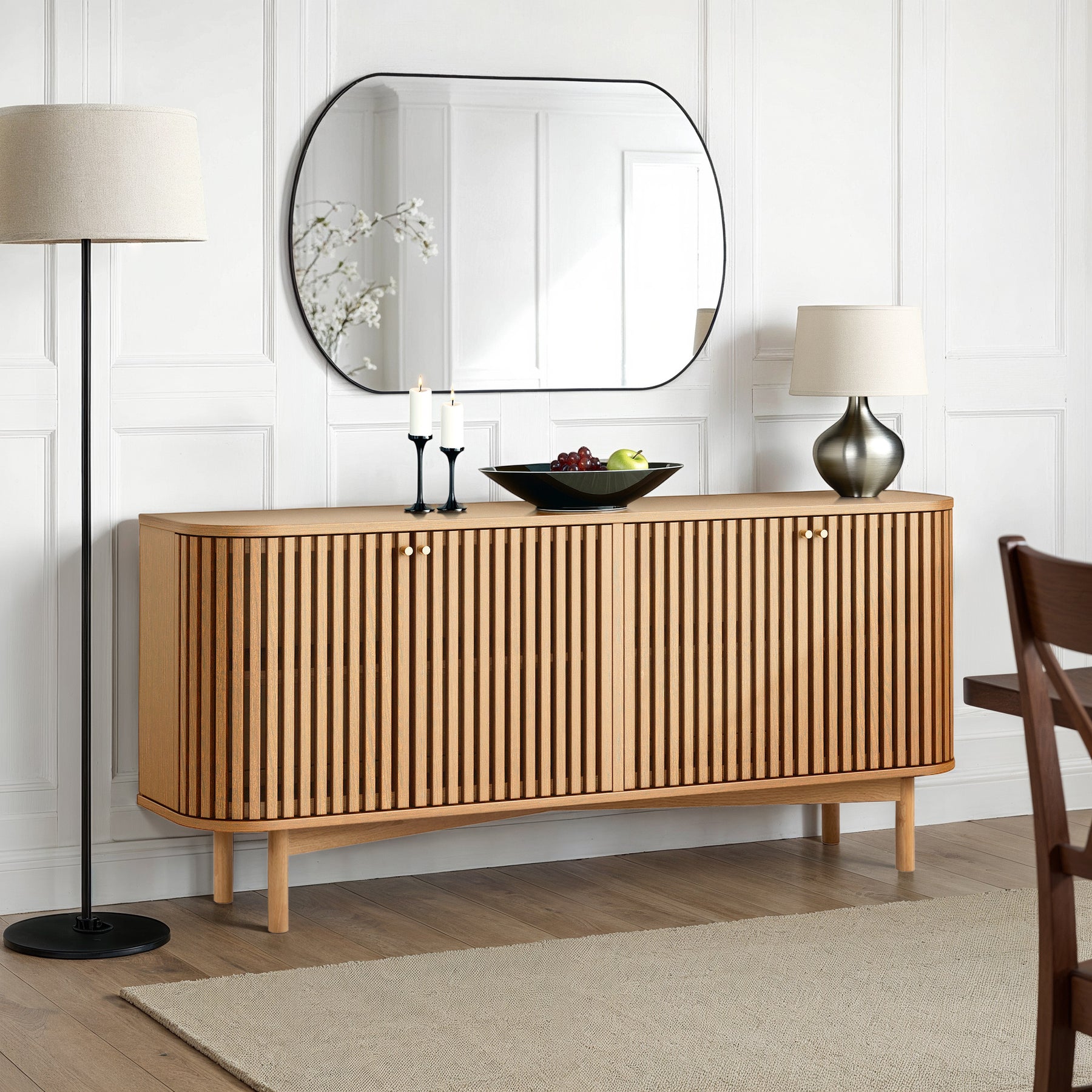 Shorwell Oak Slatted Large Sideboard Cabinet from Roseland Furniture