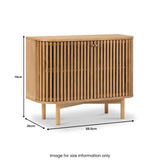 Shorwell Oak Slatted Small 2 Door Sideboard Cabinet dimensions