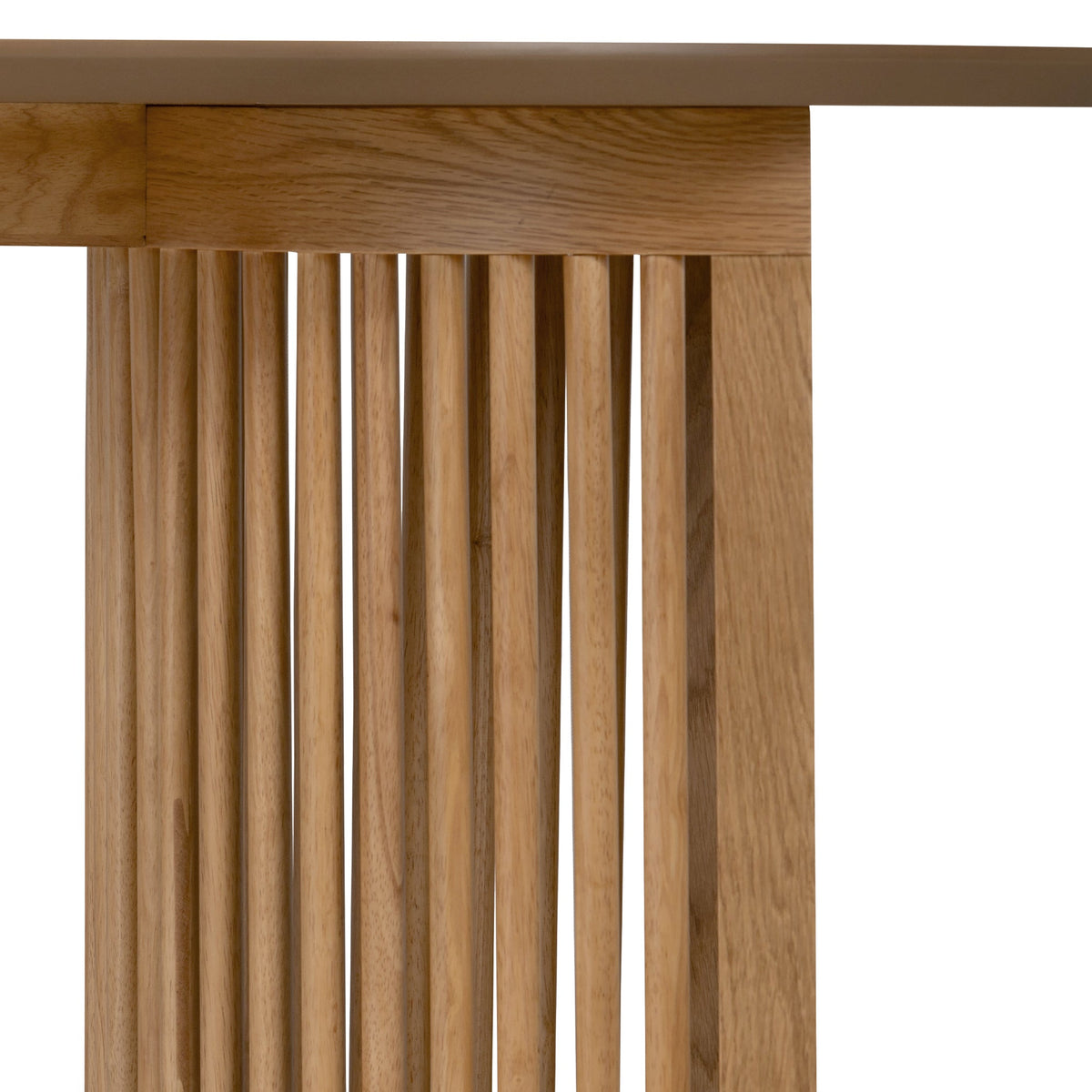 Shorwell Oak 200cm Slatted Oval Dining Table from Roseland Furniture