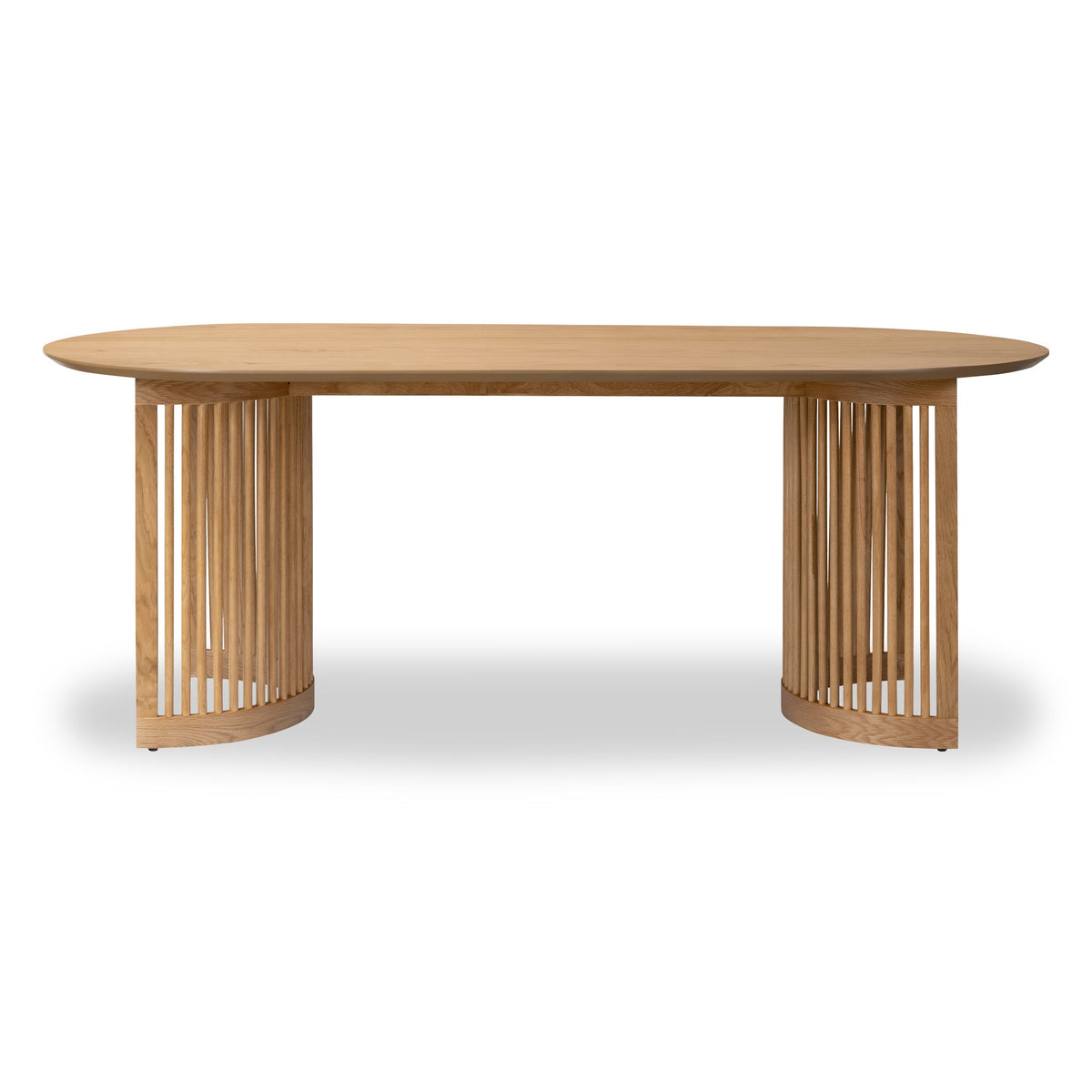 Shorwell Oak 200cm Slatted Oval Dining Table from Roseland Furniture