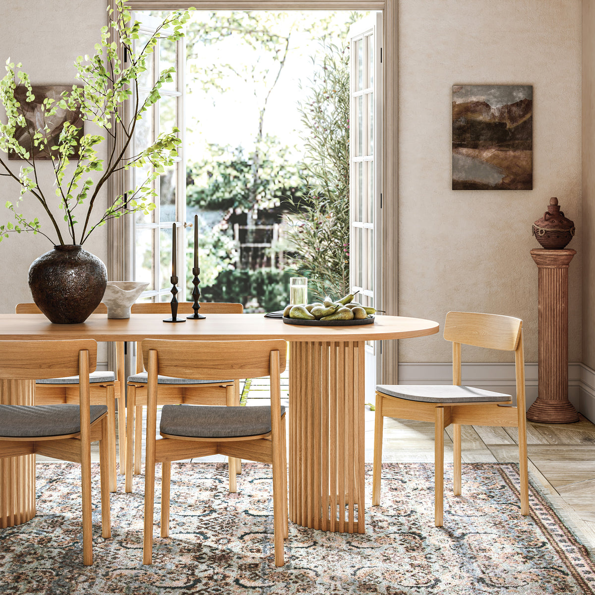 Shorwell Oak Slatted Oval Dining Table from Roseland Furniture