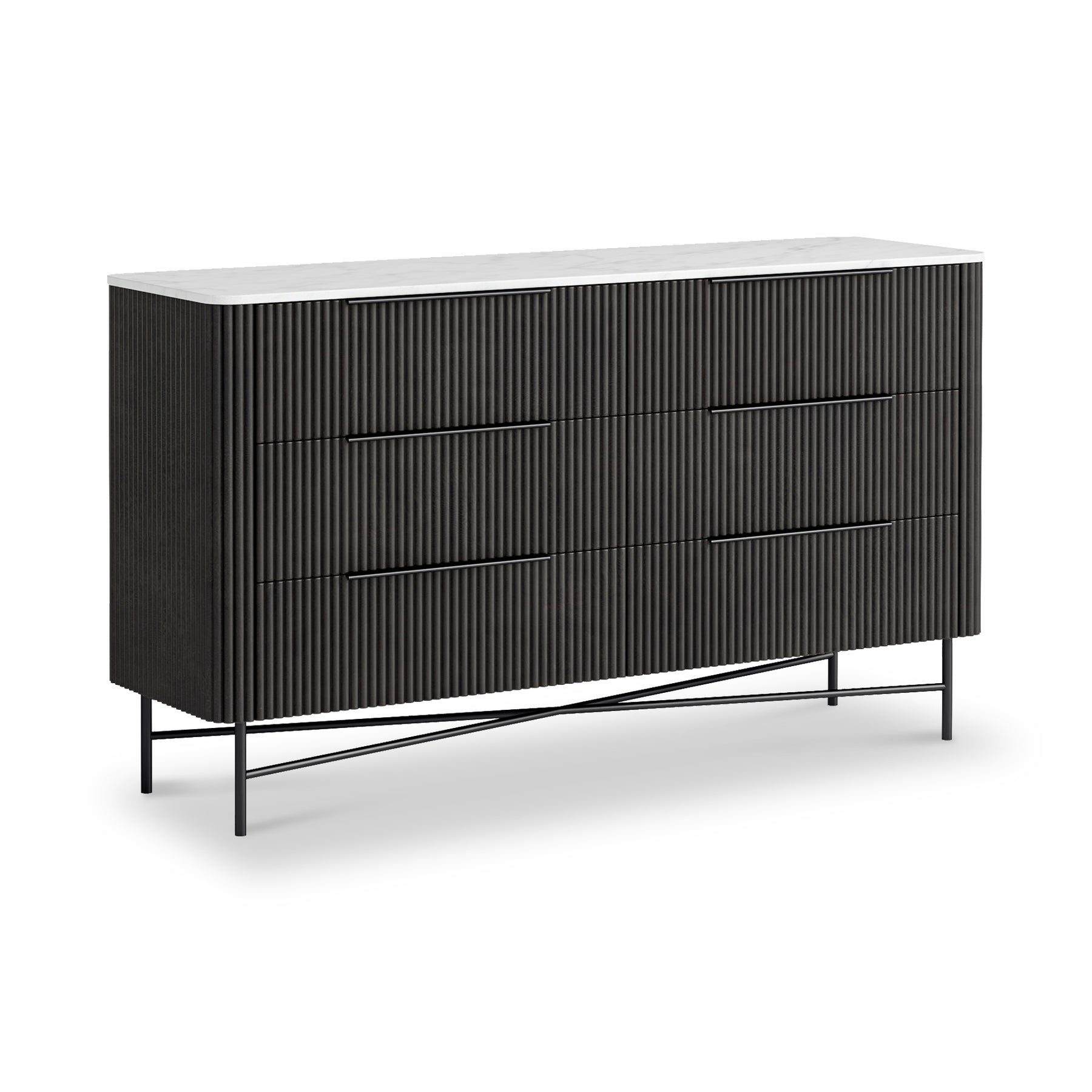 Milo Mango & Marble Black 6 Drawer Chest from Roseland Furniture
