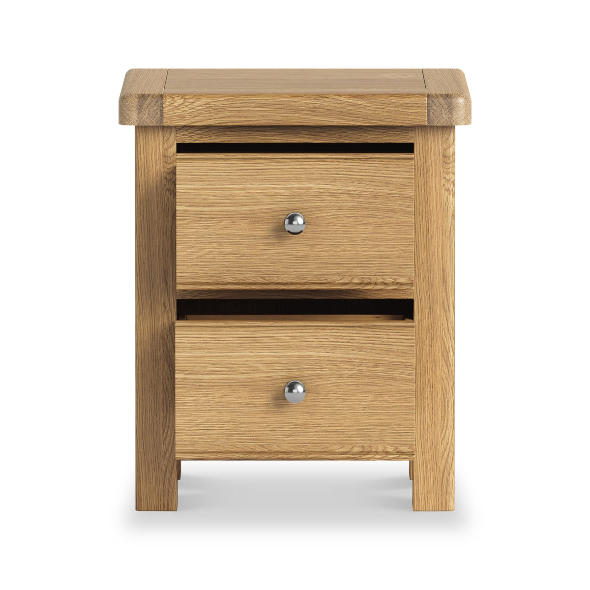 Portland Oak 2 Drawer Bedside Table from Roseland Furniture