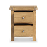 Portland Oak 2 Drawer Bedside Table from Roseland Furniture