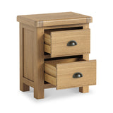 Portland Oak 2 Drawer Bedside Table from Roseland Furniture