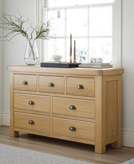 Portland-Oak-3-Over-4-Drawer-Chest from Roseland Furniture