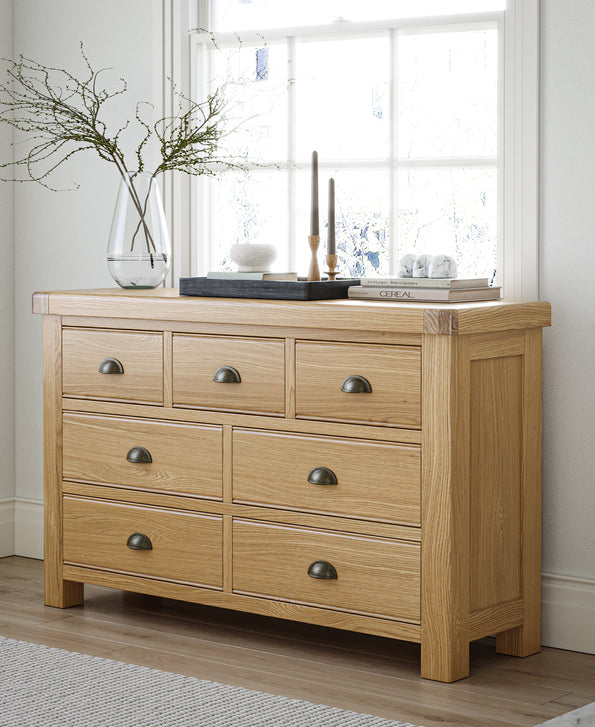 Portland-Oak-3-Over-4-Drawer-Chest from Roseland Furniture