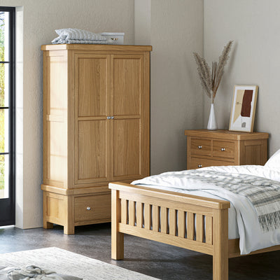 Portland Oak Double Wardrobe & Drawer